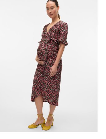 Mamalicious Mlpatrizia Tess 24 Jrs Midi Dress 2F - Black - XS