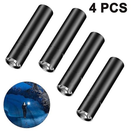 4-pack LED-ficklampor, superljusa taktiska ficklampor, uppladdningsbara (batteri och USB-kabel ingår)