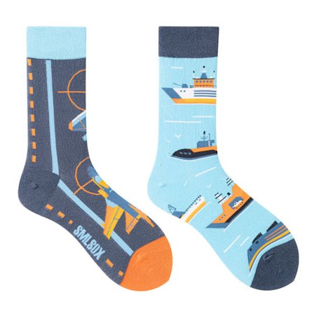 5 par Många stilar av AB-strumpor asymmetriska kreativa trendiga strumpor roliga par mandarinanka färgade mellanhöga strumpor