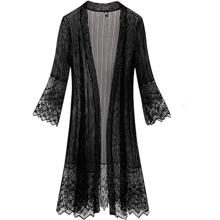 Kvinnors baddräkt cover ups spets genomskinlig 3/4 ärm baddräkt damm kappa