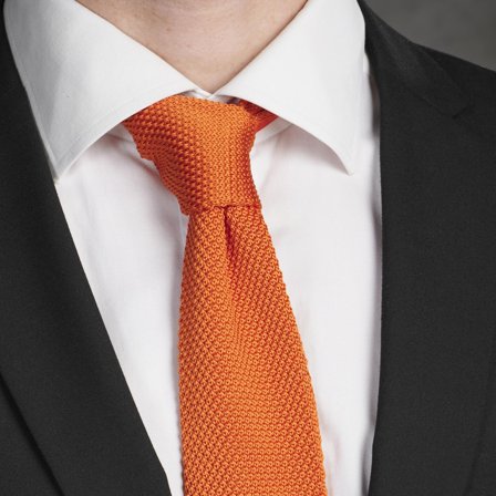 Orangefarbene Strickkrawatte für Männer - Einfarbige Krawatten