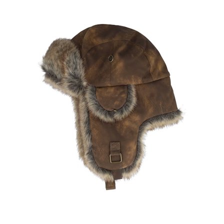 MJM Hats - Braun Trapper Mütze - 42 Faux Leather Mel. Brown/Natural Trapper @ Hatstore