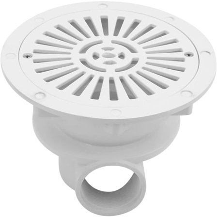 Uima-altaan lattiakaivo, pyöreä lattiakaivo elementti- ja liner-altaille, tukkeutumisenestoinen altaan pohjakaivo