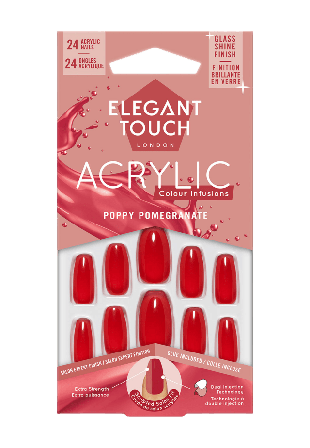 Elegant Touch Colour Acrylics Poppy Pomegranate Lösnaglar & dekoration Dam 1 PCS