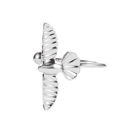 1 st Earcuff Ear Cuff Örhänge i Silver Färg med Fint Mönstrad Fågel