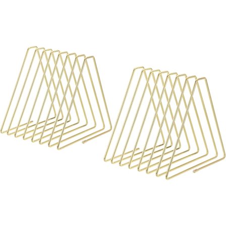 2 st Bokstöd Triangel Skrivbordsställ Metalltråd Hylla med 7 Fack för Vinylskivor Album Tidskrifter Böcker och Mappar Gyllene Ton