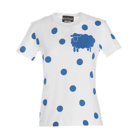 Moschino, T-Shirts Wit, Dames, Maat:M,Cotton,print