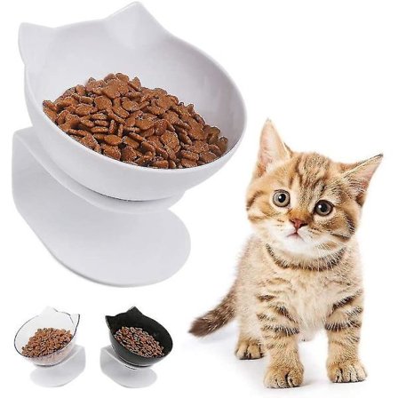Cat Food Bowls, 15 Tilting Cat Bowls Double Cat Food Bowls Transparen