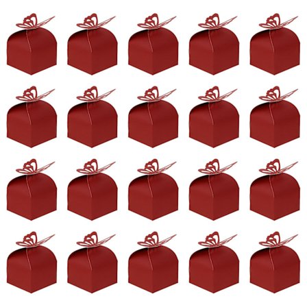 50 kappaletta paperi askartelu häät karkki laatikko pieni lahja laatikko perhonen paperi laatikko (10X6 cm, punainen)