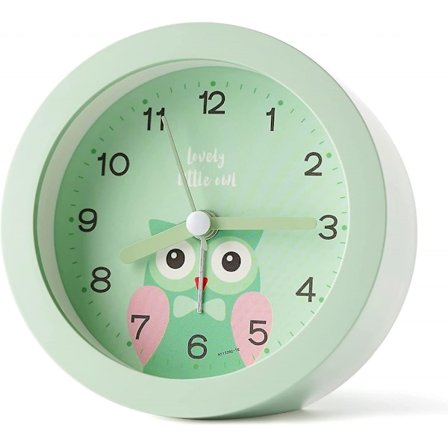 Barnealarm uten tikking, nattlys klokke soverom analogt kutt