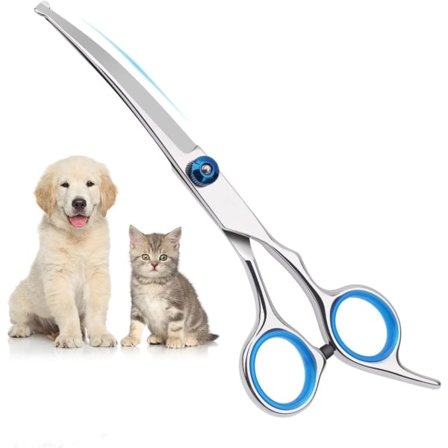 6,5-tommers hunde- og katteklippesaks (1 par buede sakser) - Kjæledyrpleiesakser med sikkerhetsspiss - hunde- og katteklippesakser
