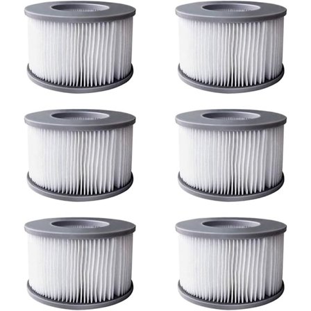 6 stk. Filter for boblebad for MSpa oppblåsbare basseng, filterpatronpumpe oppgradert versjon for MSPA alle nåværende spa