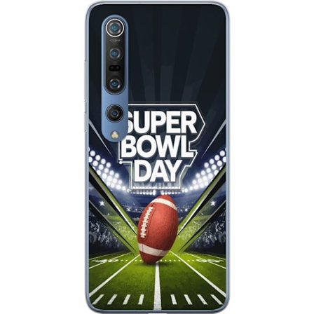 Kompatibelt Mobildeksel til Xiaomi Mi 10 Pro 5G Super Bowl Day plakat med amerikansk fotball på opplyst arena i dramatisk sportsdesign
