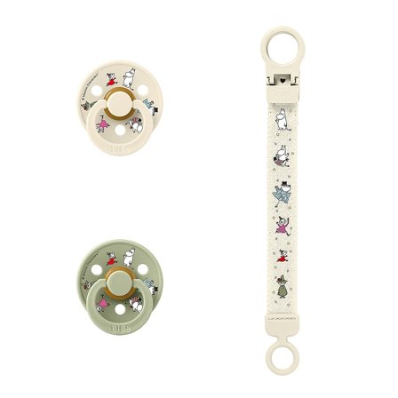 BIBS Pacifier & Clip Gift Set Ivory/Sage Size 2, Børn & Forældre, Sutter, Latexsutter