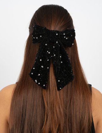 SUI AVA Anne Sequins Bow - Black - ONE SIZE