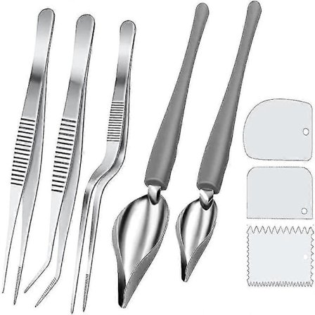8 stk. Chef Art Blyant Ske Dekorationssæt, Rustfrit Stål Madlavningspincetter