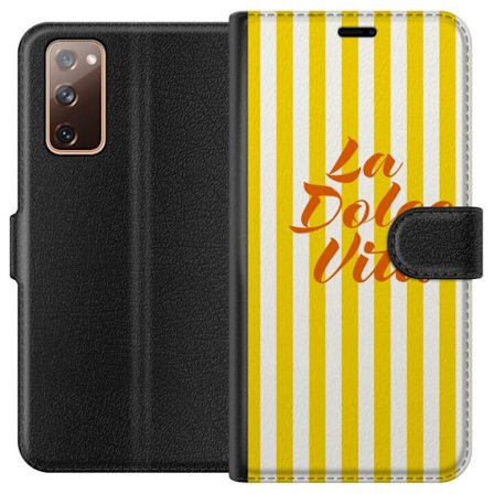 Kompatibelt Plånboksfodral till Samsung Samsung Galaxy S20 FE La Dolce Vita poster gula-vita ränder italiensk text retro design citat mönster itali