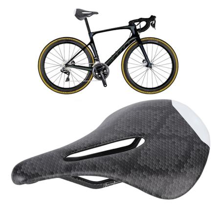 Sadel för racercykel i kolfiber, ultralätt, slitstark, stereogelstruktur, ihålig design, grå