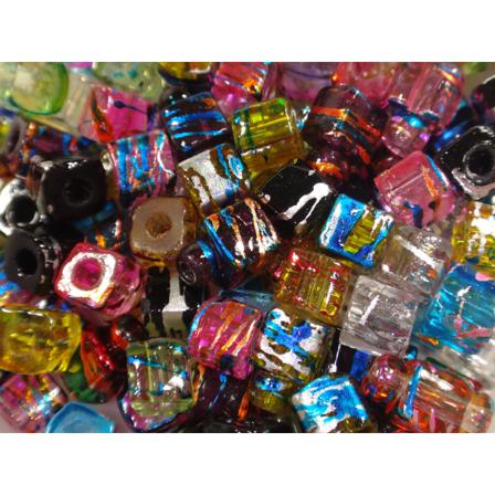 100st Glaspärlor 4mm Kvadrater - Blandade Färger Flerfärgad 4 Mm