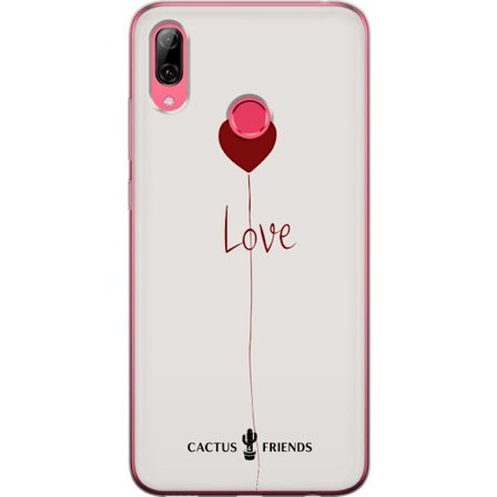 Yhteensopiva Puhelinkuori Huawei Huawei Y7 (2019) Cactus and Friends - Love Balloon Minimal