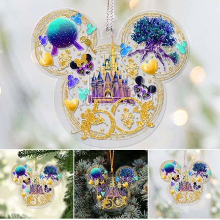 [NT] 50-årsjubileum Magic Mouse Ears Transparent Ornament Juletre Vindusoppheng A