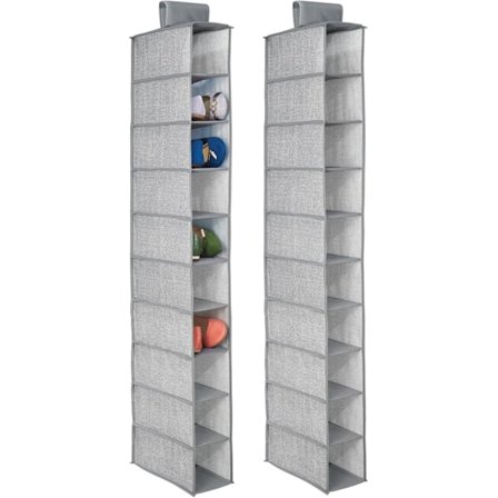 Sett med 2 hengende skohyller - Ideell oppbevaring i garderoben - Hengende skooppbevaring med 10 rom - Grå