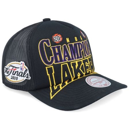 Mitchell & Ness - NBA Svart trucker Keps - Los Angeles Lakers Big Champ Black Trucker @ Hatstore