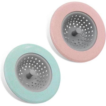 2-pakning vaskesil, silikonmattesil for vask, avløpsbeskyttelse vaskekurv for vask (Rosa+Grønn) [db]