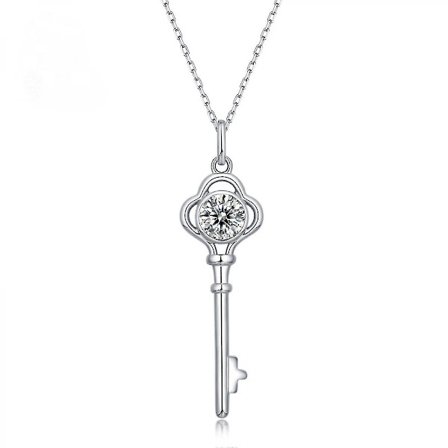 925 Sterling Silver Halsband för Kvinnor, 1ct D Färglös Moissanite Halsband Rund Briljantslipad Solitaire Hänge Halsband, Smycken Födelsedagspresent 