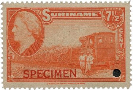 Suriname - Wilhelmina 1945 specimen opdruk 250 euro cataloguswaarde (nr.228