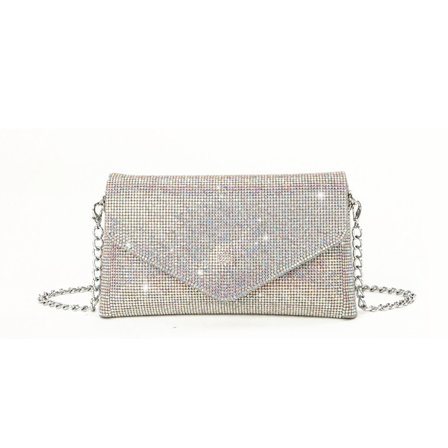 Glitter-iltalaukku naisille Häät Clutch Käsilaukku Ketju Olkalaukku Pieni Juhlakäsilaukku Crossbody-laukku Hopea—max