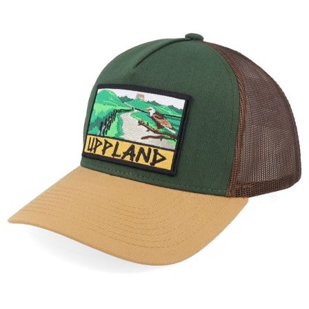 Wild Spirit - Grön trucker Keps - Swedish Uppland Landscape Dark Green/Brown/Wheat A-Frame Trucker @ Hatstore