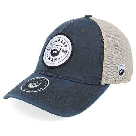 Bearded Man - Blå trucker Caps - Beard Logo R 211 Navy/Khaki Trucker @ Hatstore