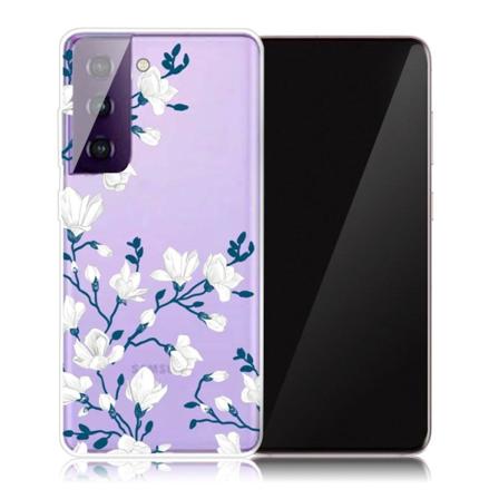 Deco Samsung Galaxy S21 Etui - Hvit Blomst White