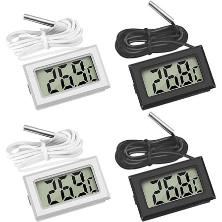 Mini Digital LCD Termometer Temperatur med Temperatur Probe Sensor Tester til Køleskabe Frysere Akvarium (4X Sort)