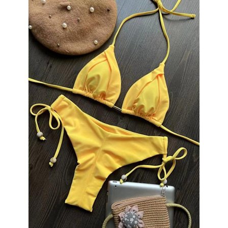 2023 Uusi Seksi Kolmio Uimapuku Naisille Brasilialainen Bikini Halter Uima-asu Push Up Uimapuku Metalliketjusetti CS03