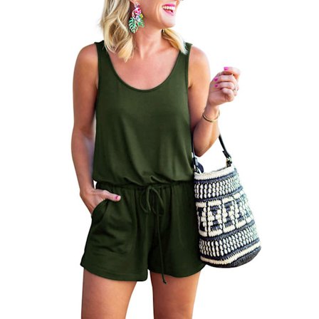 Womens Summer Scoop Neck Sleeveless Tank Top Short jumpsuit Rompers