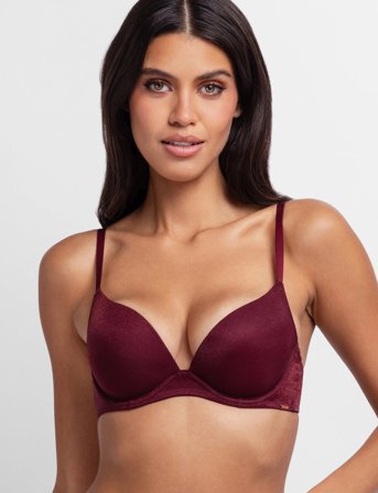 Dorina Origins-Shimmer Mesh Push Up Plunge - Red - B x 70