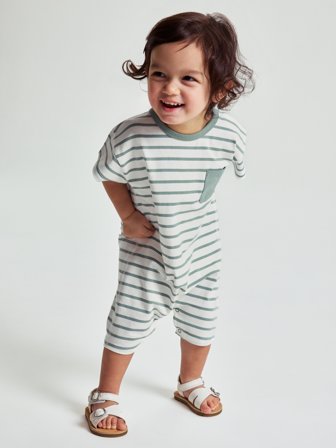 Polarn O. Pyret - Striped jumpsuit - 68 - Childrenswear - grey