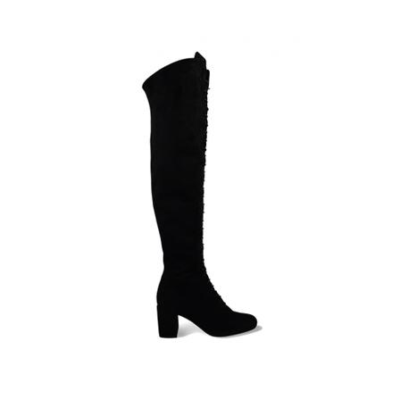 Saint Laurent, Lace-up Over-the-knee Zwart, Dames, Maat:38 EU