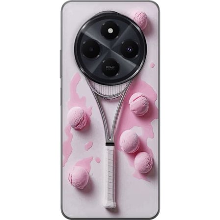 Kompatibel Mobilcover til Xiaomi Xiaomi Redmi A4 Rosa glaskugler og tennisketsjer i et kreativt stillbillede med legende popfølelse og moderne design