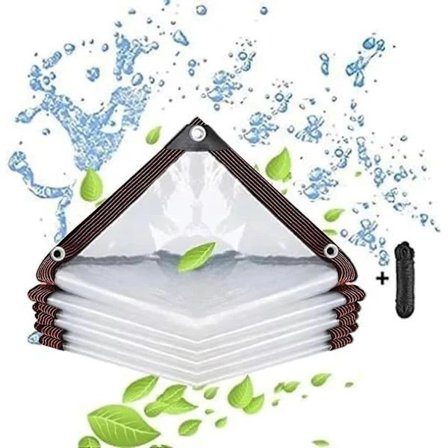 Gjennomsiktige presenninger med maljer, 1,5m*2m med 1 rull tau, anti-rive, vanntette presenninger