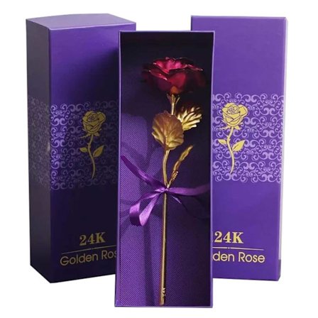 Pink 24 Karat Gold Plated Rose 24k i Gavepakke