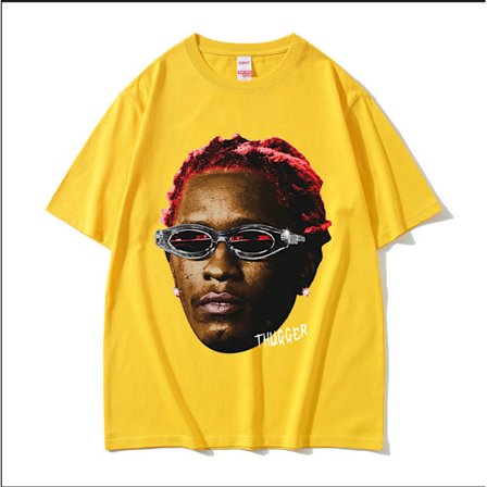 Rapper Young Thug Thugger Rød Vintage Grafisk T-skjorte Menn Kvinner Hip Hop Street Tee