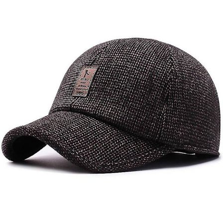 Vinter til mænd udendørs hat, justerbar varm sport golf baseball cap hatte far caps øreklapper fortykke(Brun)