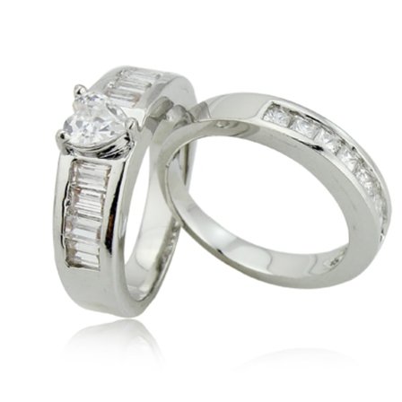 18K Guldfyllda Vitguld gulddoublé Filled CZ FÖRLOVNINGSRING