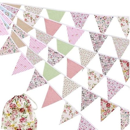 12M/40Ft Trekant Vimpel Banner 42Pcs Flerfarget Stoff Flagg Sekkduk Vimpel Banner Flagg Girlander for Bryllup, Bursdagsfest