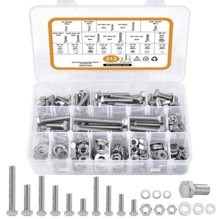 212PCS Hex Bolts Sortiment Kit Bolts & Nuts Kit Muttrar och bultar