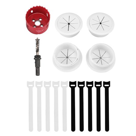 TV Ledningsskjuler til Væg 2‐3/8in 60mm Hul Ledningsskjuler i Væg Kabelstyringssæt Inkluderer 4 Gennemføringer 1 Hulsav Boremaskine Tilbehør 10 