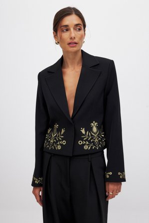 Holly Lim x NA-KD Embellished Detail Blazer - Korte blazere - Sort - EU 32
